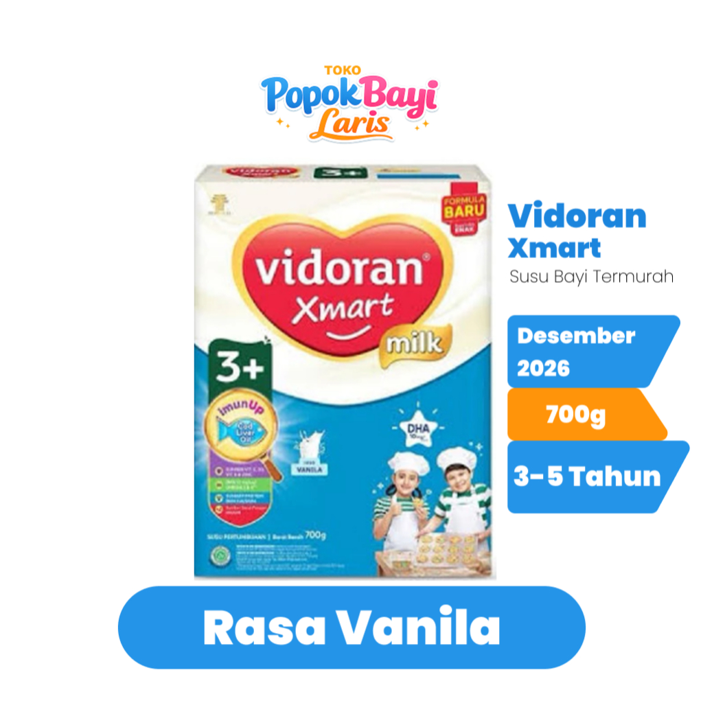 Vidoran Xmart 3+ 700gr Susu Formula Pertumbuhan Anak 3-5 Tahun Vanila Madu - Susu Bayi Vanila 700gr 