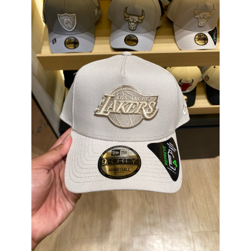 Topi New Era 940 A Frame Lakers White Ivory Repreve