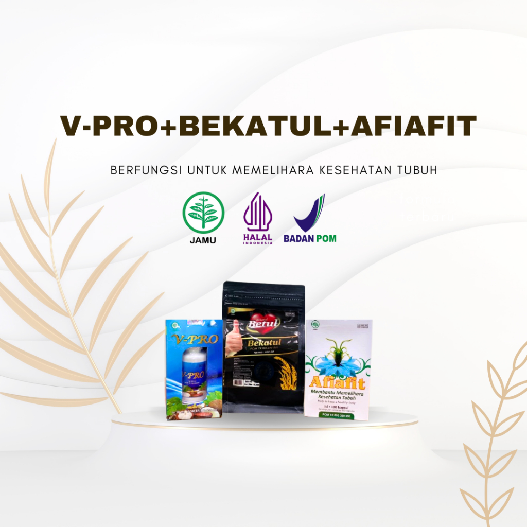 (PAKET KOMBINASI SEHAT KOMPLIT) HERBAL V-PRO+BEKATUL+AFIAFIT