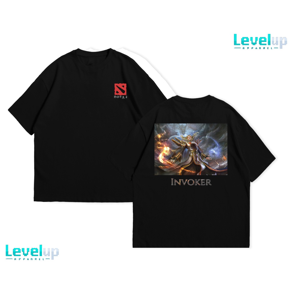 Levelup Kaos Dota 2 | Black T-Shirt | Kaos Pudge | Kaos Invoker | Kaos Rubick | Kaos Antimage