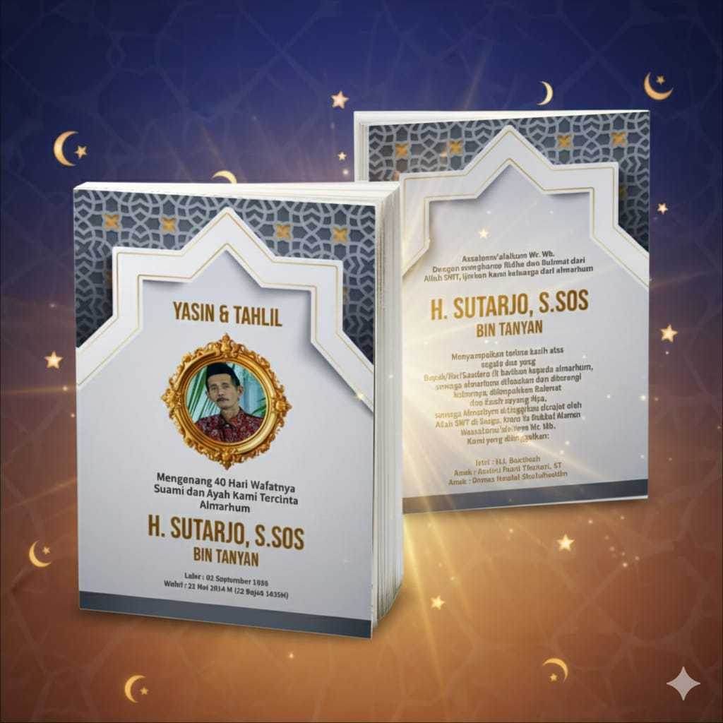 Tanpa PO - Cetak buku yasin dan Tahlil Free Foto 128 halaman + yasin Custom 40 hari / 100 hari