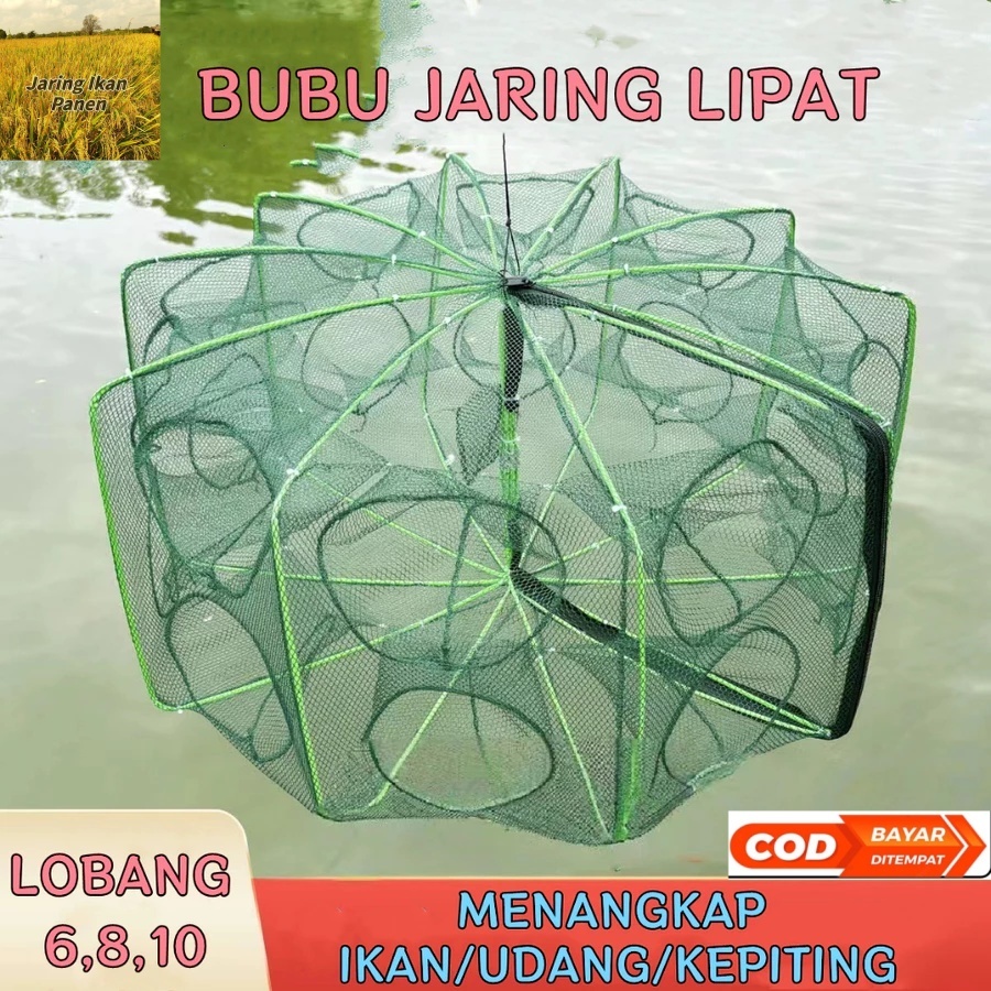 Perangkap lipat, alat jaring ikan 6-10 mesh, jaring ikan, jaring perangkap udang, kepiting, ikan lel