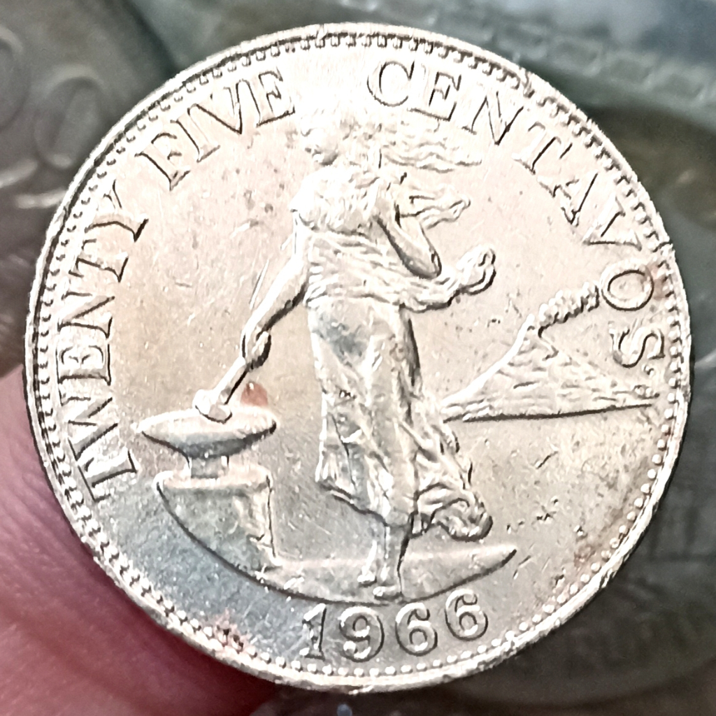 Koin Kuno Philipina / Philippines 25 Centavos - Lady Liberty Tahun 1966