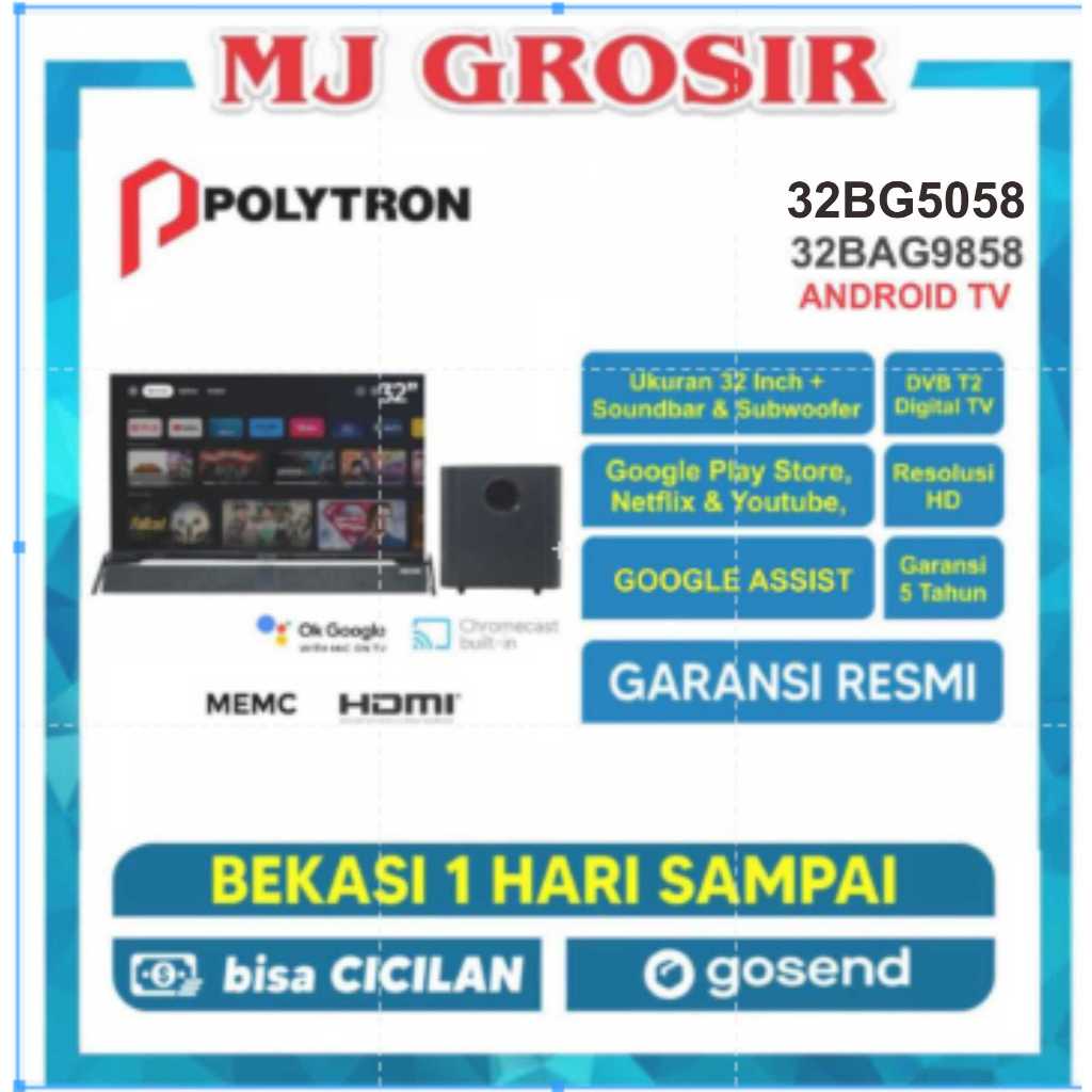 LED TV POLYTRON 32" 32BG5058 / 32K701-A / 43BG / 43RG / 32K85 32 INCH USB MOVIE HD HDMI SOUNDBAR