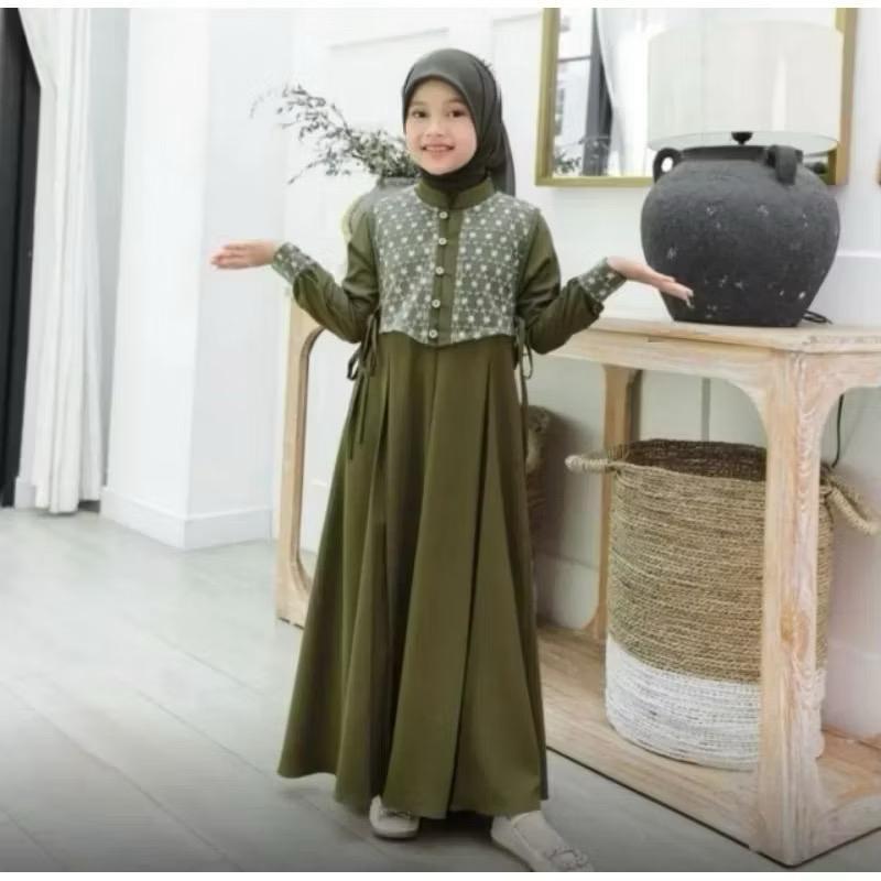 Baju gamis anak shabira mix burkat usia 5-14 tahun model terbaru dan kekinian gaun/dres anak hijap
