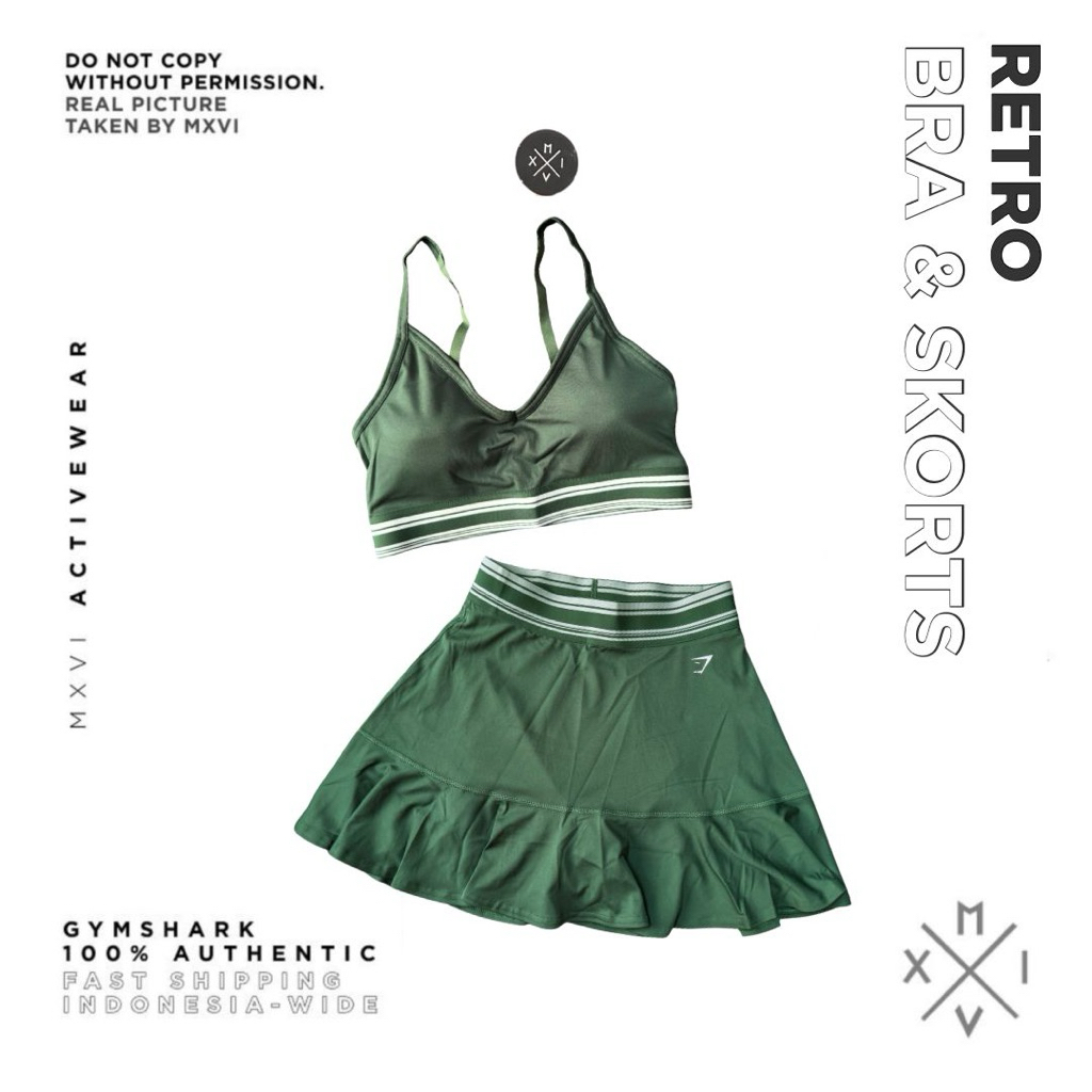 Gymshark Retro Skort & Bra Green Women’s