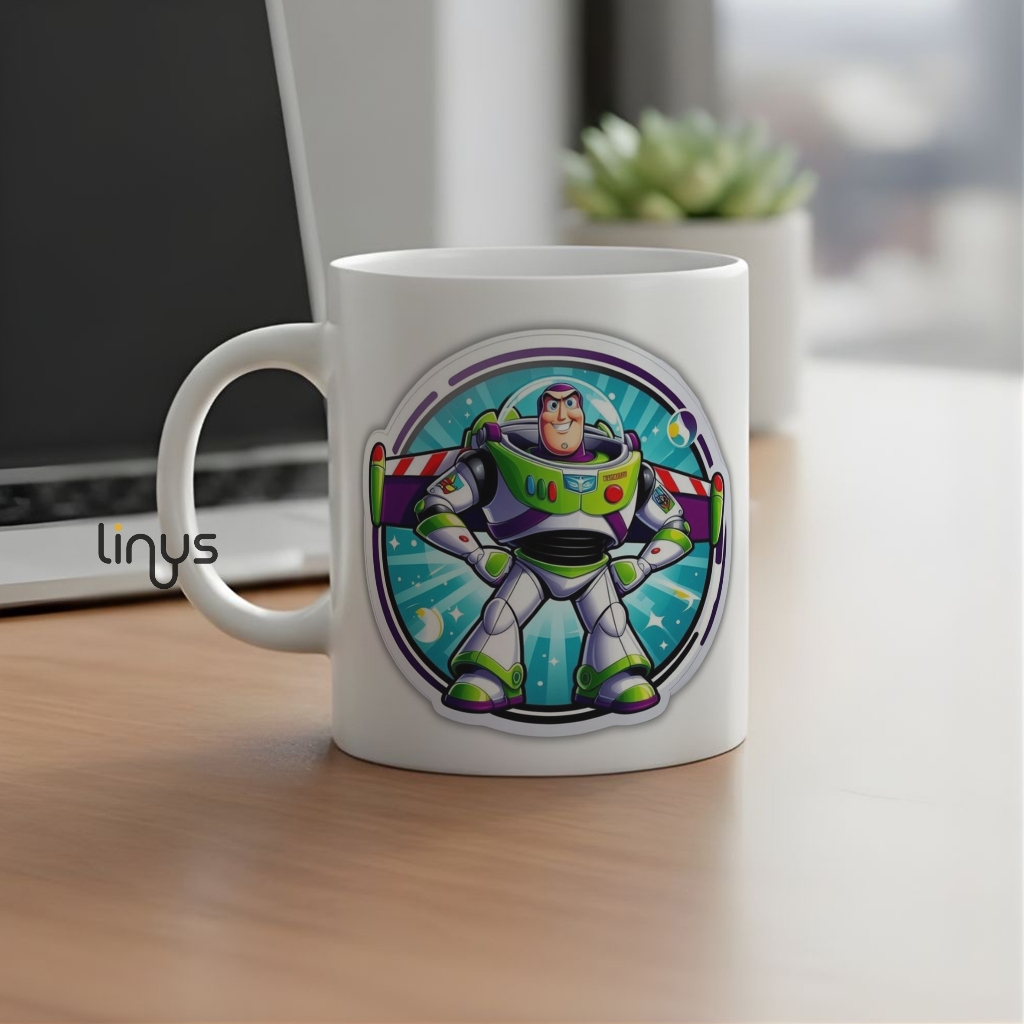 Buzz Lightyear Space Ranger Badge Mug - To Infinity & Beyond Sci-Fi Coffee Cup