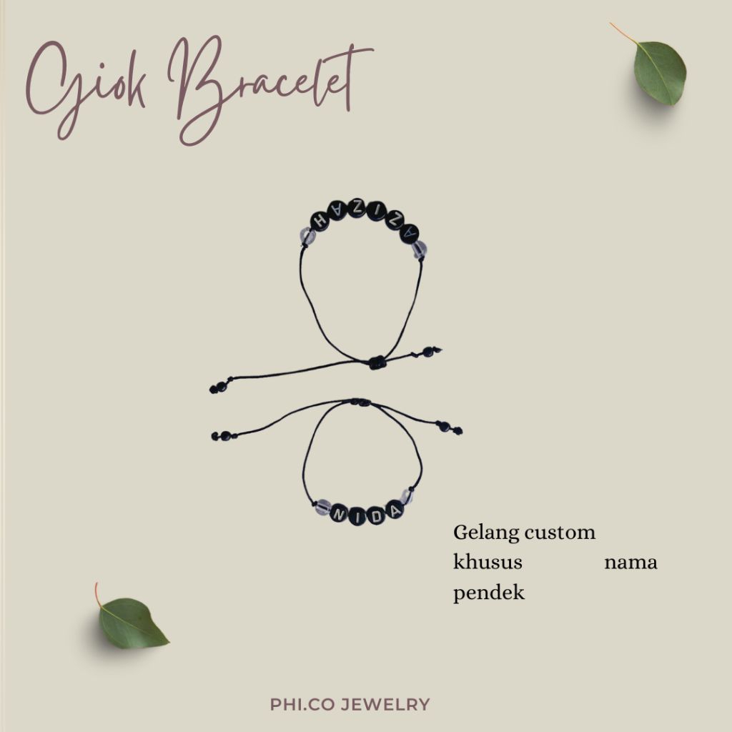 Gelang Giok (Bisa request nama)/Bracelet Aesthetic Beads/Kerajinan Meronce Gelang/Gelang Nama/Gelang