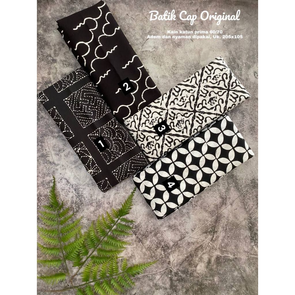 Kain Batik Hitam - Batik Bahan Kemeja - Kain Batik - Batik Cap Warna Hitam - Kain Batik Cap Premium 