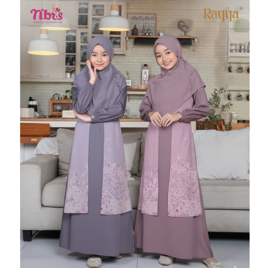 GAMIS ANAK NIBRAS IZADIA MAUVE LAVENDER BY NBRS FASHION DIARAYYAKU TERBARU 2026 BAJU BUSANA MUSLIM G