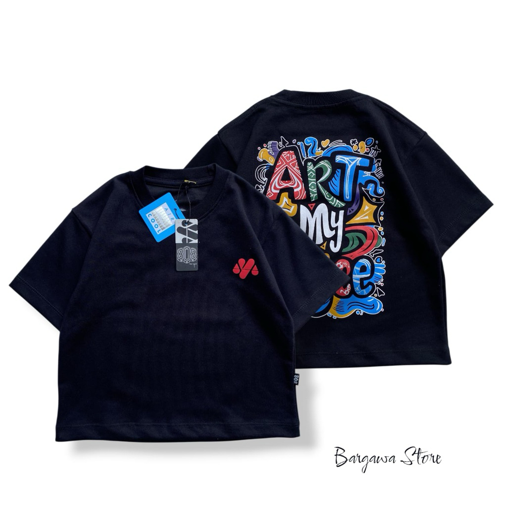 Bargawa Kaos Oversize Anak ART Hitam Unisex Bahan Airsm/ AIRcool Uniqlo (DanBowl) Usia 3thn sampai 1