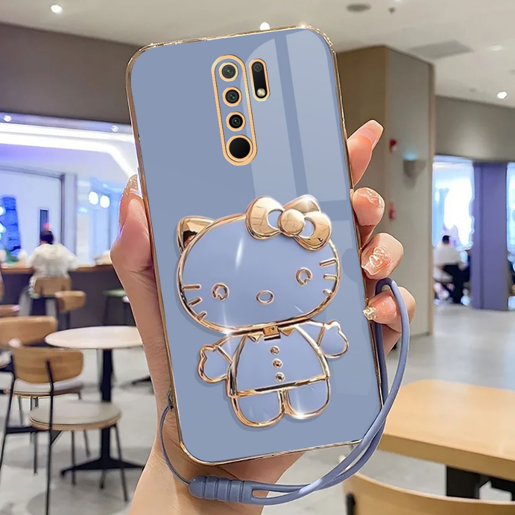 Casing Xiaomi Redmi 9 Case Stand Holder Mirror Plating Luxury