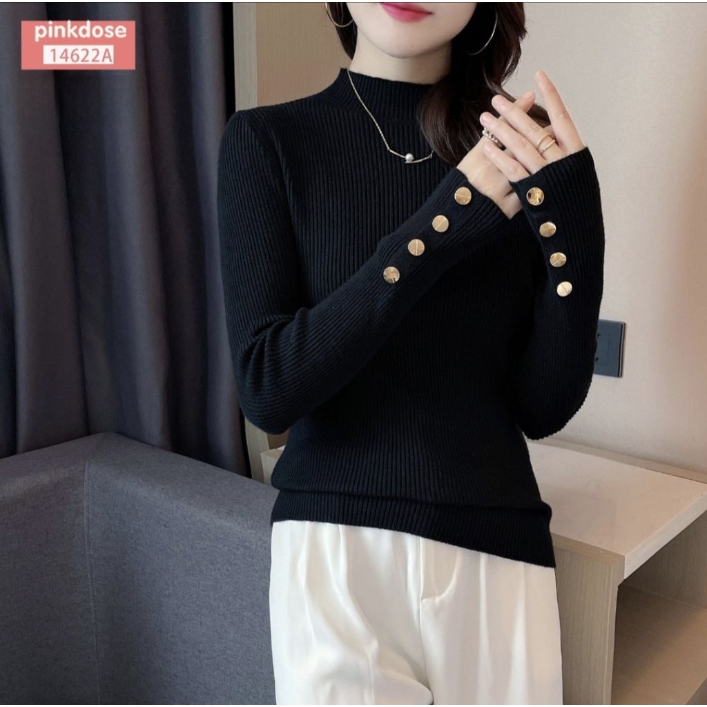 MANSET RAJUT PINKDOSE KANCING GOLD WUDHU FRIENDLY