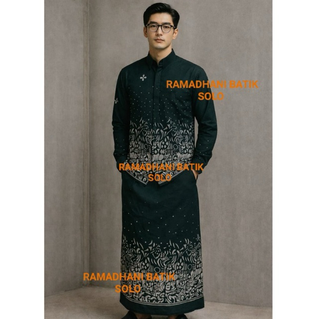 SUTENA HIJAU EMERAL Setelan Baju Koko dan sarung batik terbaru| setelan sarung Koko batik pria| fash