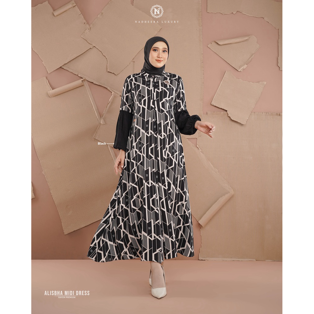 Alishba Midi Dress by Nadheera Luxury Gamis Nadheera Rayon Premium