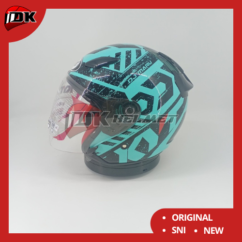 Helm Half Face KYT DJ Maru Seri 16 Aqua Blue Black Biru Muda Model Terbaru baru 2020 Original