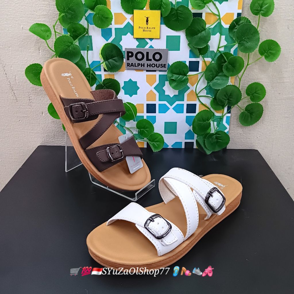 [Bisa COD/100% Original/Art THA 101] Sandal Wanita POLO RALPH HOUSE/Sandal Wanita/Sandal Slide Wanit