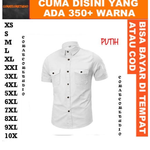 READY STOCK REALPIC GRAYWOLF CORATCORETUDIO Hem Cowok Kemeja Pria Jumbo Big Size Lengan Pendek Polos