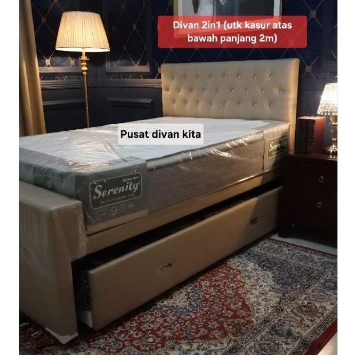 DIVAN/RANJANG 2IN1(Kasur atas & bawah P.200cm) TANPA KASUR #Pusatdivankita