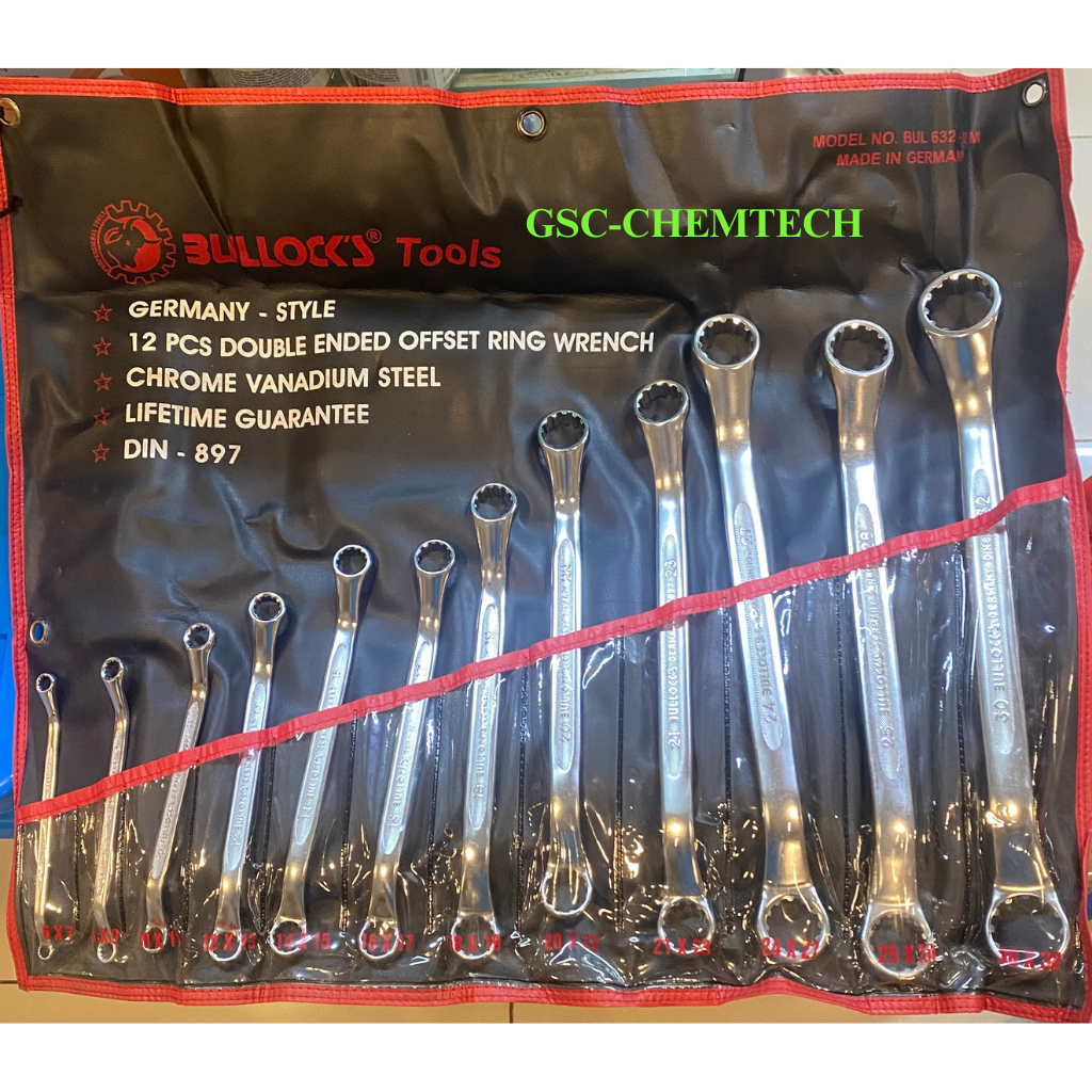 Kunci Ring - Ring Anti Slip Bullock's MM 6-32MM (12Pcs) / Bullock's Anti Slip Offset Ring Wrench Set