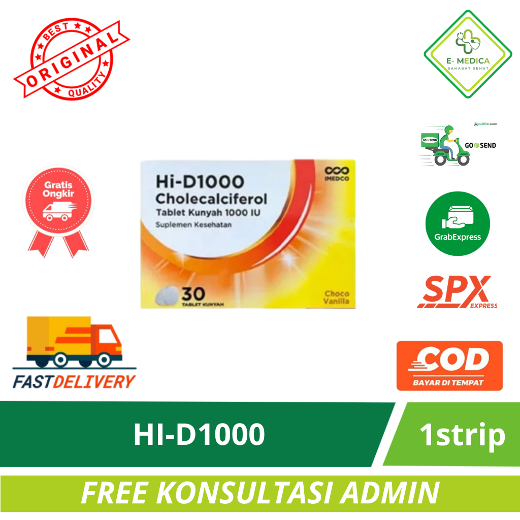 Hi-D 1000 IU Vitamin D 6 Tablet / Tablet Kunyah Aman Ibu Hamil