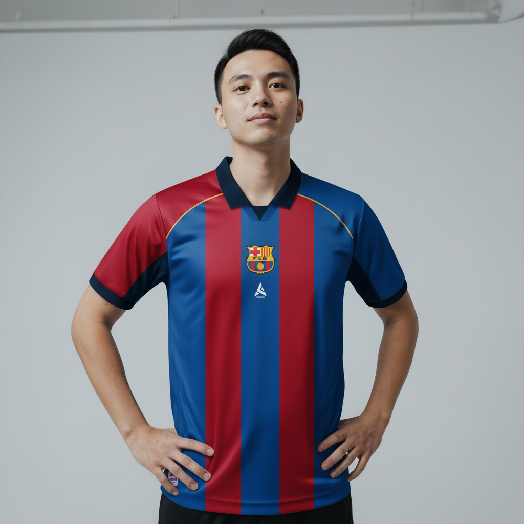 ATHLETIC SPORTWEAR - Jersey Vintage Bola Fantasy Barcelona Home 2001-02 Fullprinting Casual - Atasan