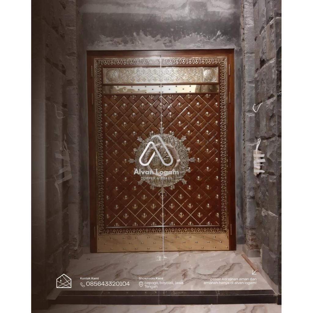 Pintu Masjid Nabawi Kayu Jati Grade A -  Lapis Kuningan