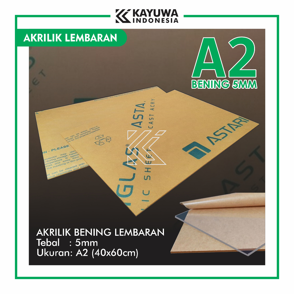 AKRILIK lembaran 5mm A2 / Akrilik bening