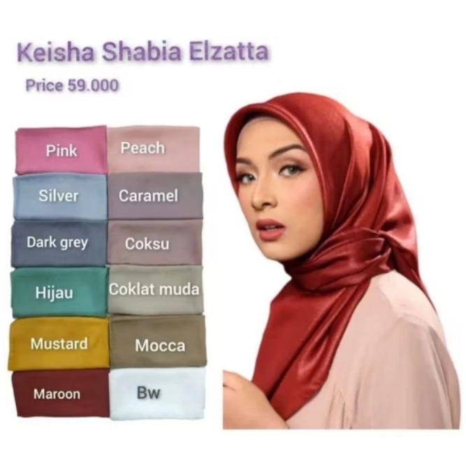 Elzatta Hijab Segi Empat Polos Keisha Shabia