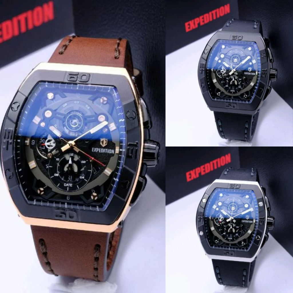JAM TANGAN PRIA EXPEDITION E 6800 E6800 EXP6800 BLACK RUBBER ORIGINAL
