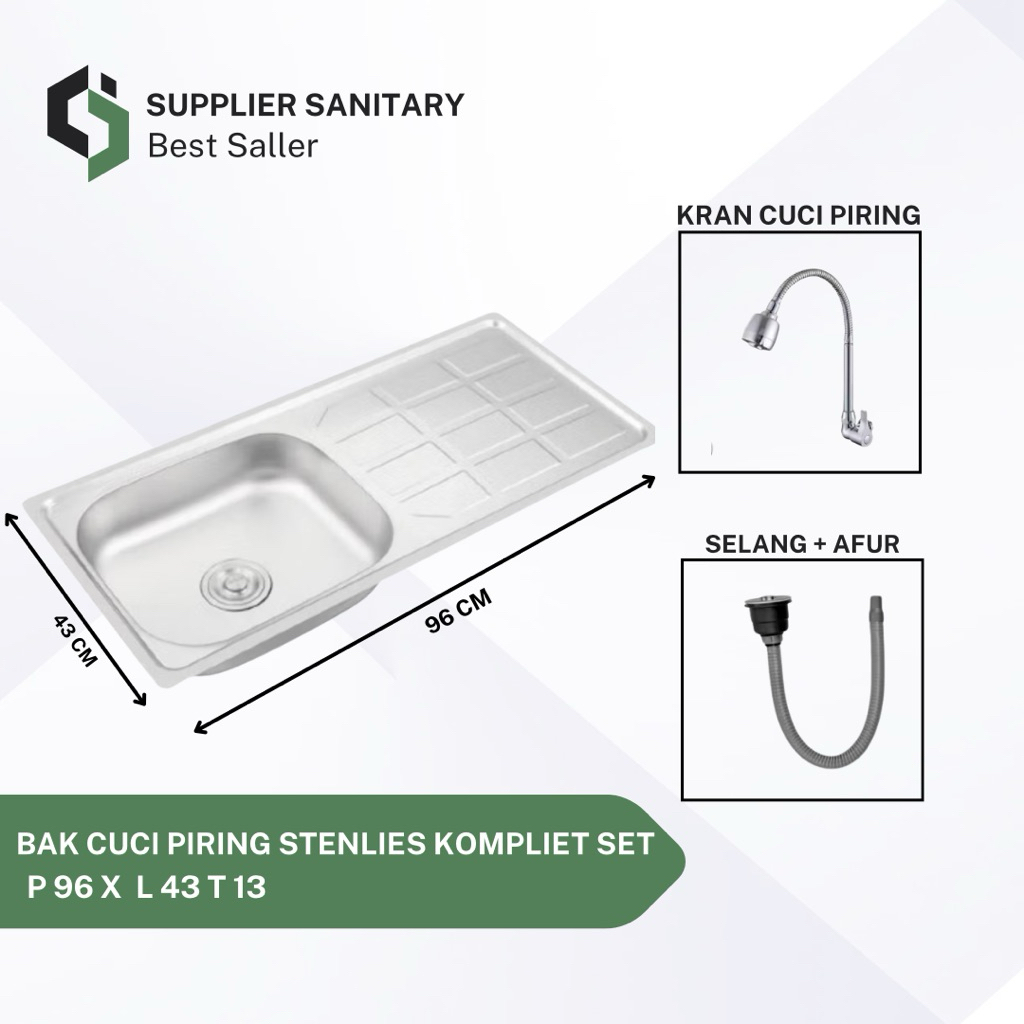 BAK CUCI PIRING STENLIES 96 X 43/WASTAFEL CUCI PIRING/KITCHEN SINK
