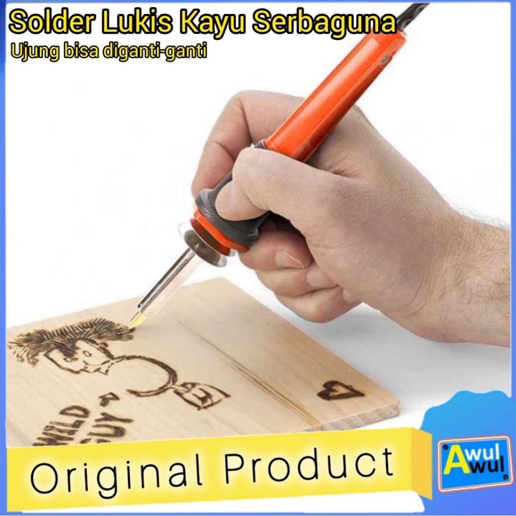 Solder Lukis Kayu Serbaguna dilengkapi 5 mata solder Pyrography Wood Carving | Handycraft Seni Lukis