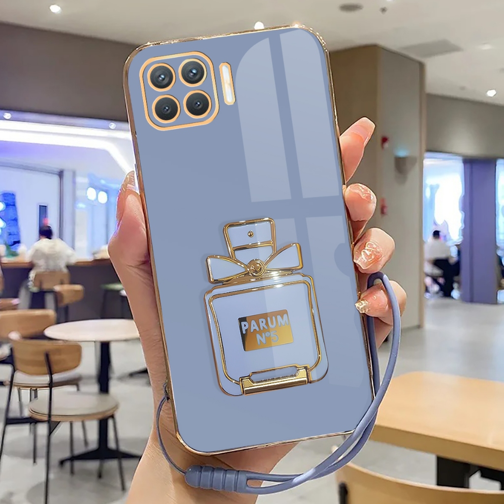 Softcase Terbaru Oppo Reno 4F Case Luxury Plating Dengan Stand Holder Mewah Silikon Casing