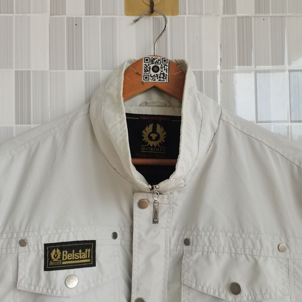 1204. JAKET MOTOR BOXY BELSTAFF WARNA PUTIH SIZE XL PRELOVED