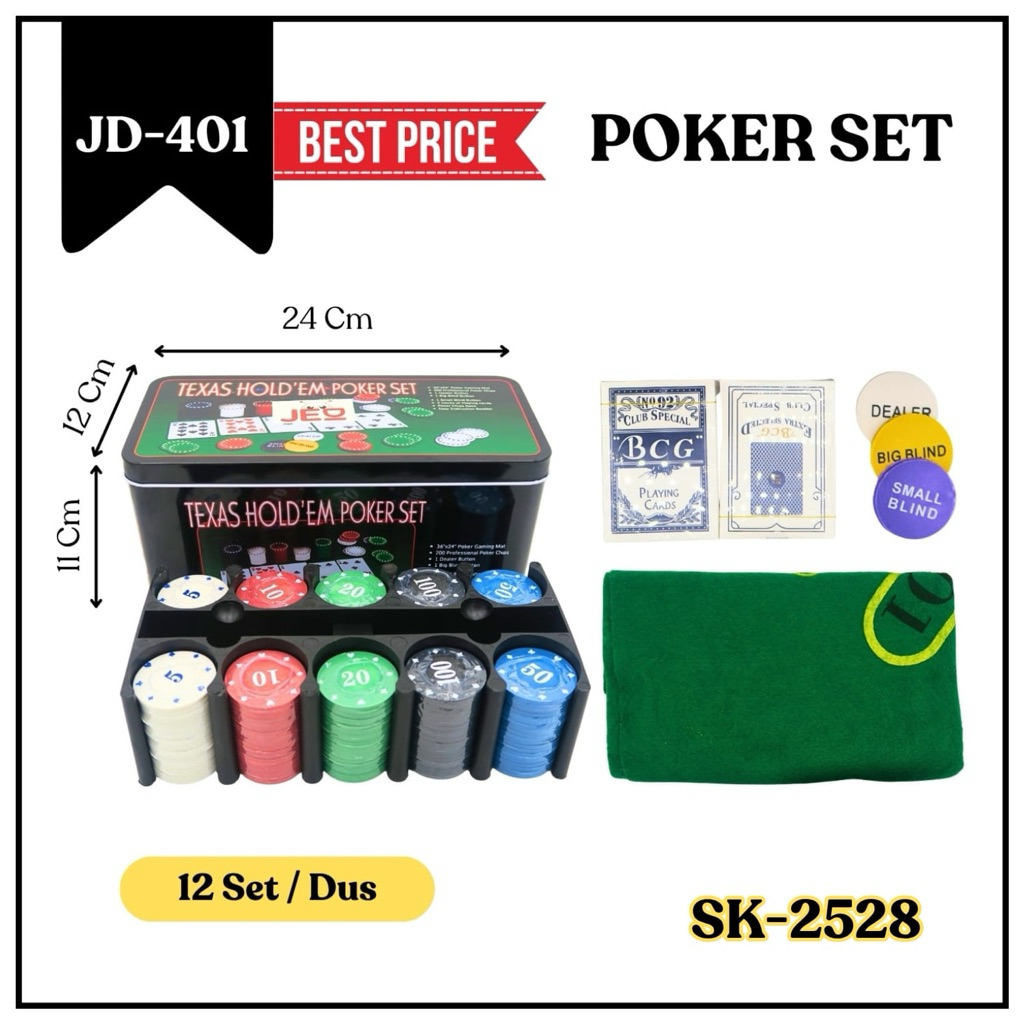 1Set POKER set Game Kartu Remi // Chip Poker