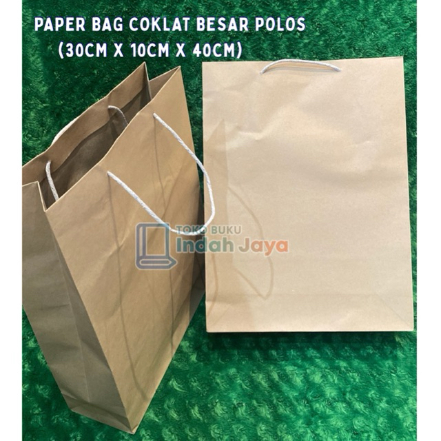 PAPER BAG BESAR COKLAT POLOS UK 30x10x40