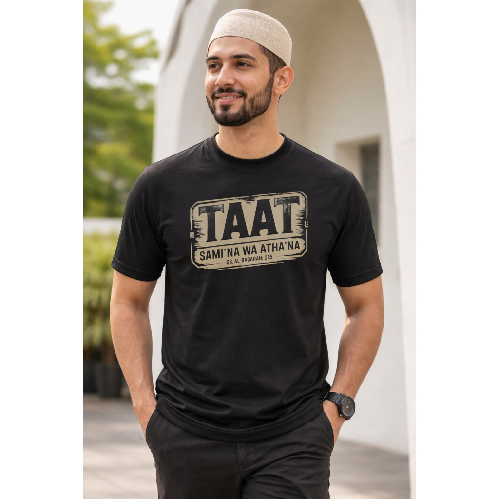 Kaos Dakwah TAAT – Sami’na Wa Atha’na | QS Al-Baqarah 285 | T-Shirt Muslim Pria