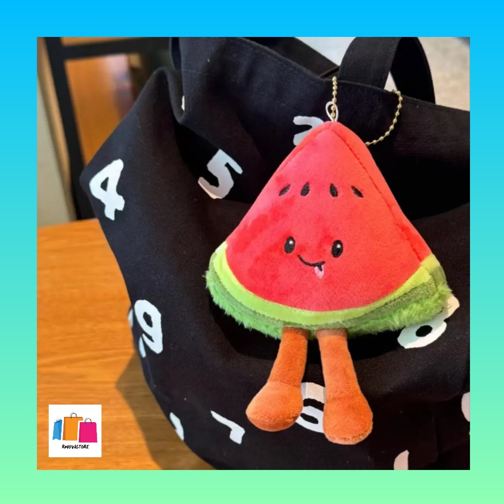 Gantungan kunci keychain bagcharm tas boneka bentuk semangka merah watermelon unik cute lucu mirip j
