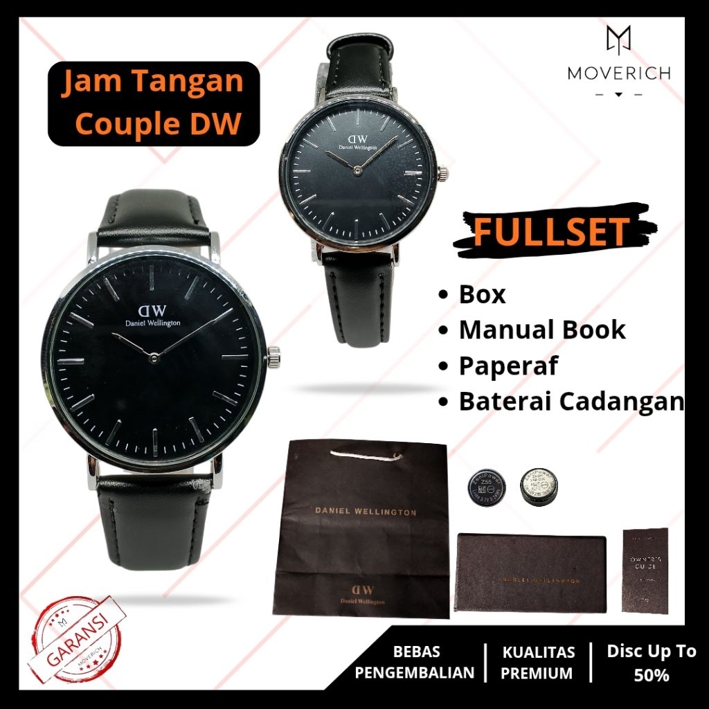 Jam Tangan Casual Couple Pria Wanita DW Premium Detik Off Fullset