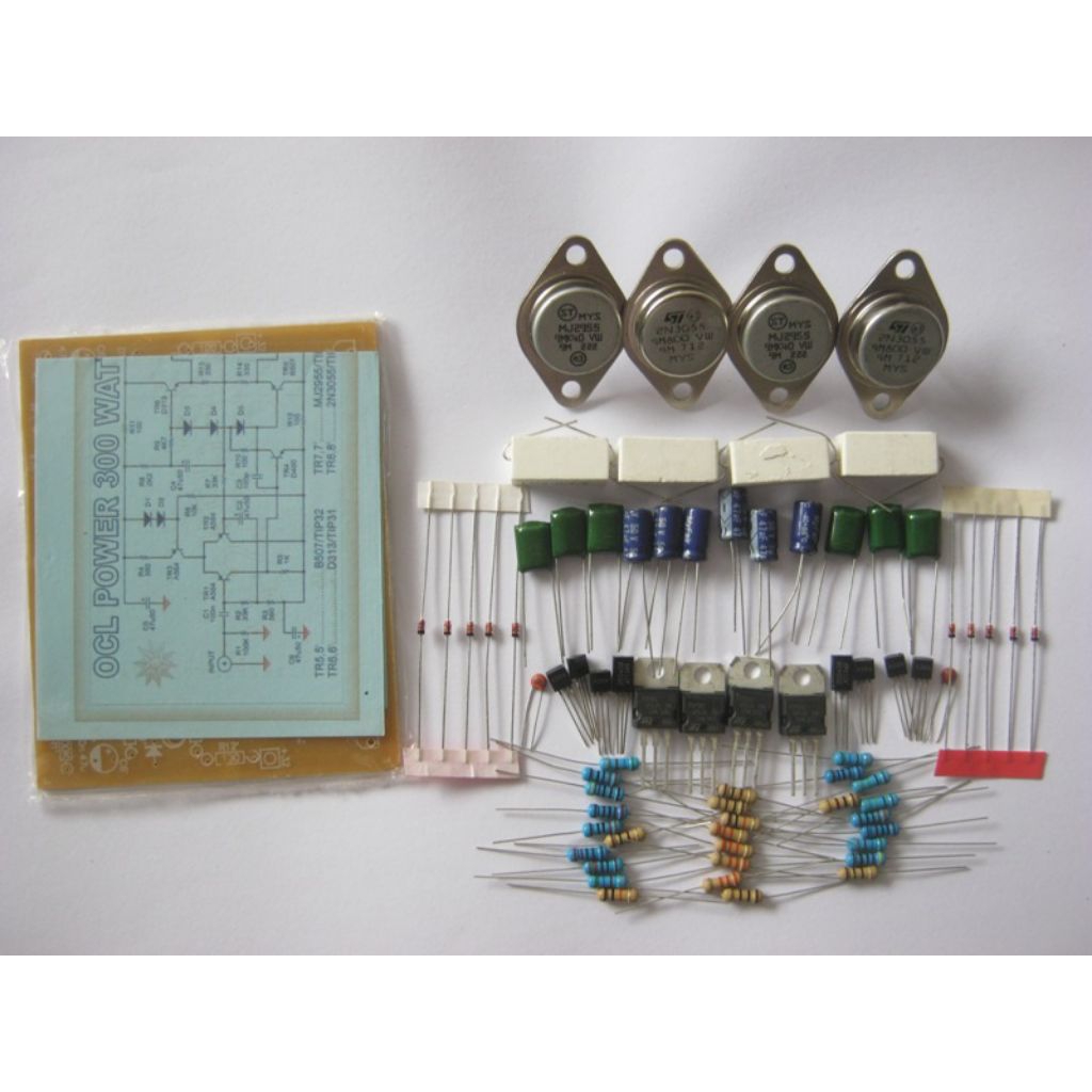 pcb dan komponen ocl power amplifier stereo 300 watt