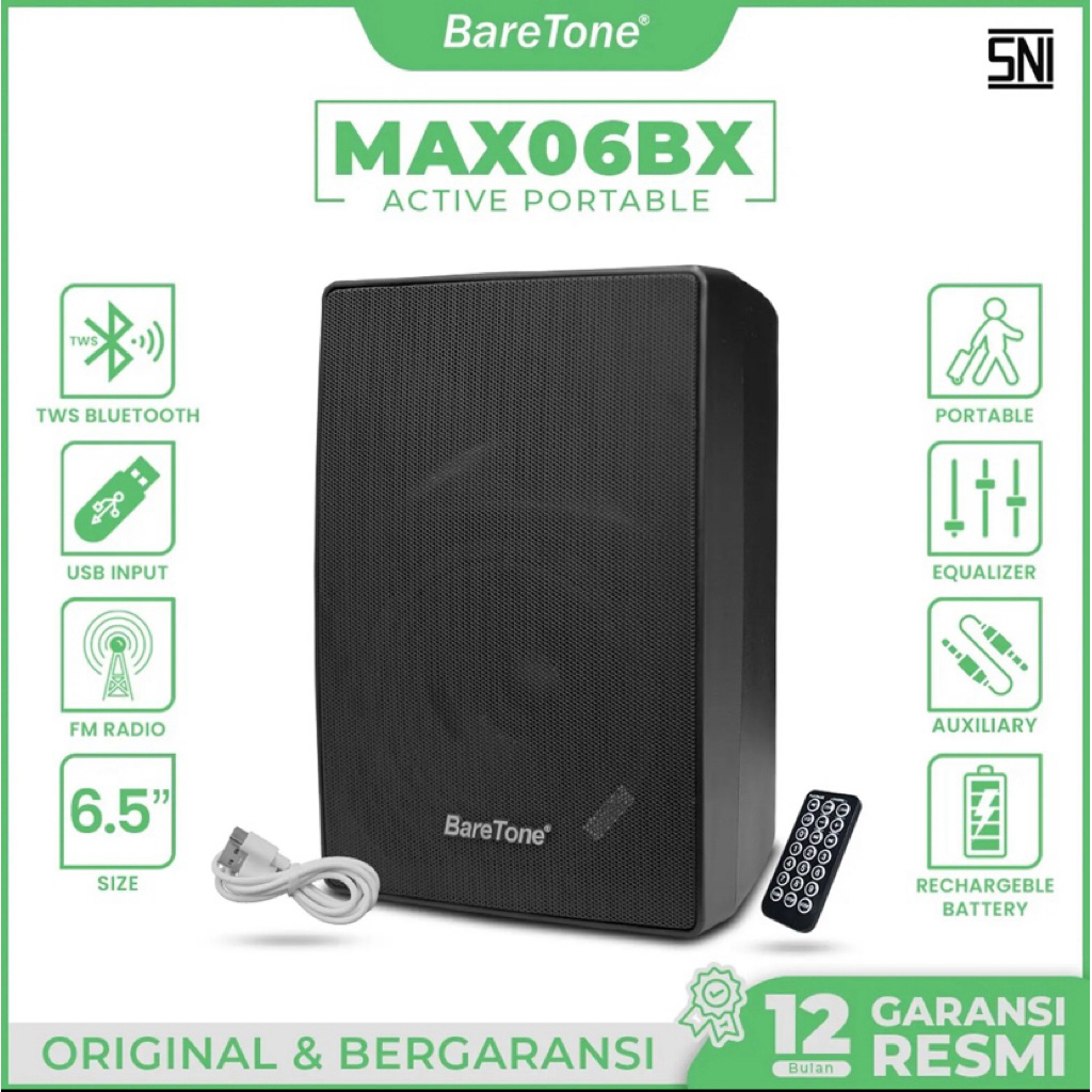 Speaker Aktif Portable Baretone MAX06BX 6 Inch Original Baretone