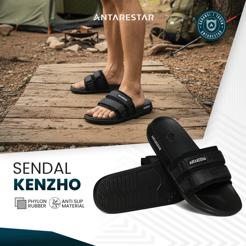 ANTARESTAR Official -  Sendal Kenzho Slip On Sandal Pria Anti Licin Ringan Sendal Lebaran Kado Cowok