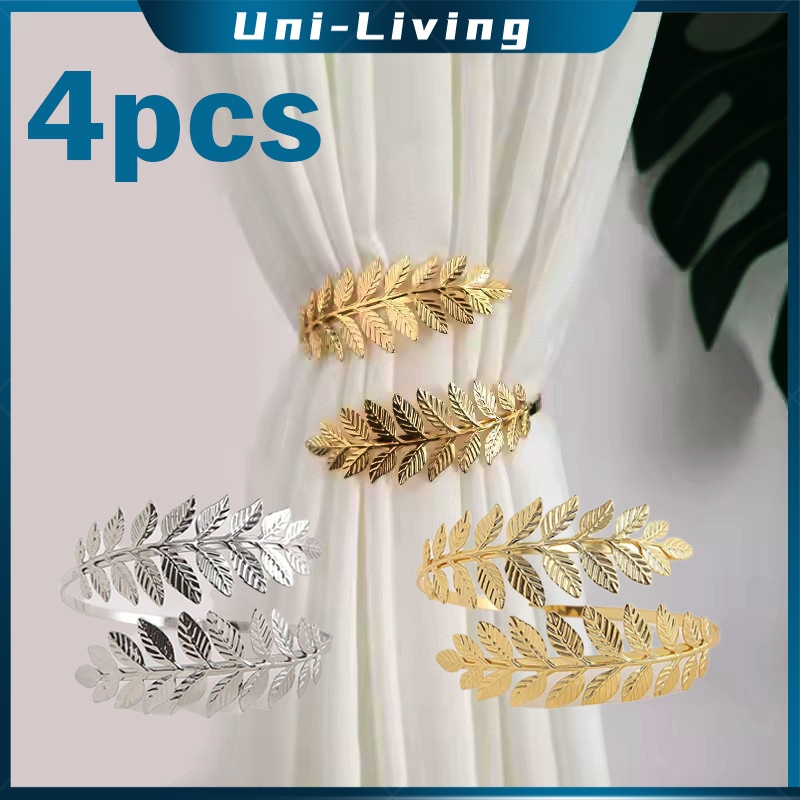 4PCS Pengikat Tirai Mewah Tali Pengikat Gorden Daun Pohon Pengait Gorden Jendela Logam Tiebacks Tira