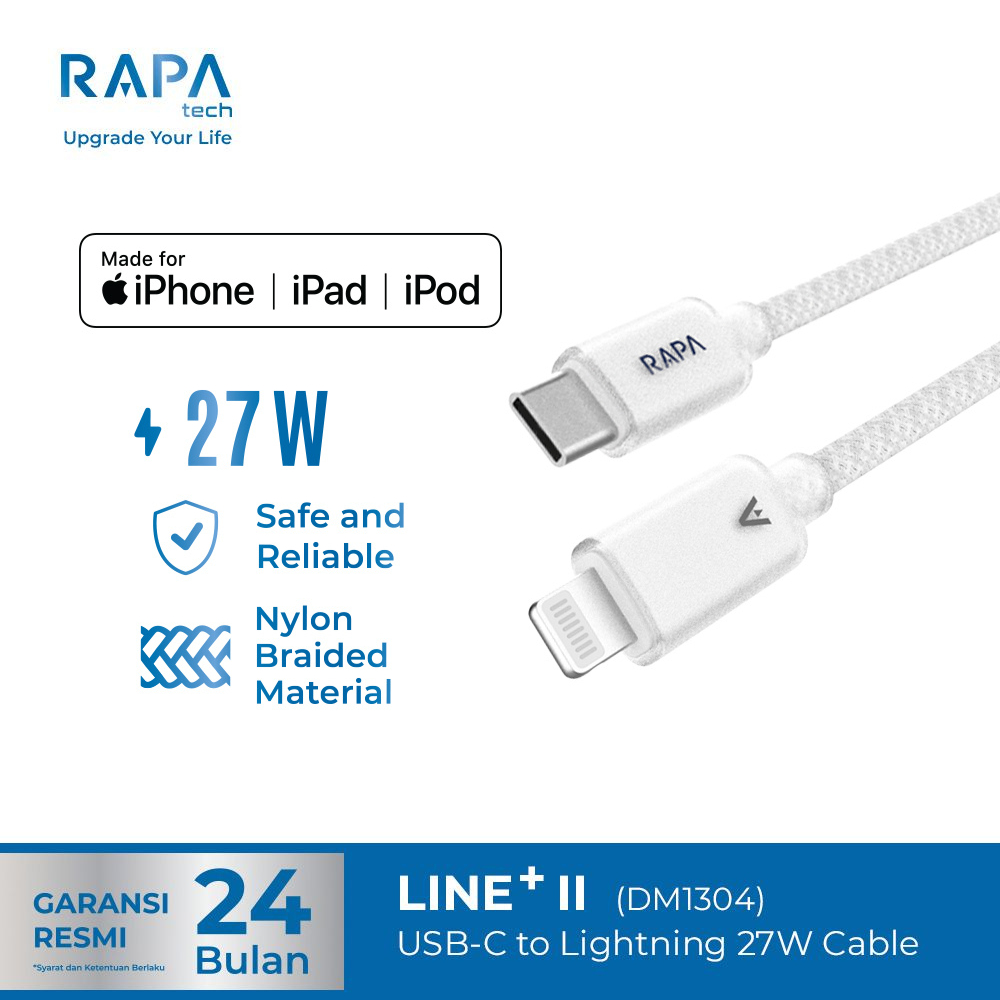 RAPAtech LINE+ I Kabel MFi Fast Charging 27W C to Lightning (iPhone 11–14) & C to C 240W (iPhone 15–