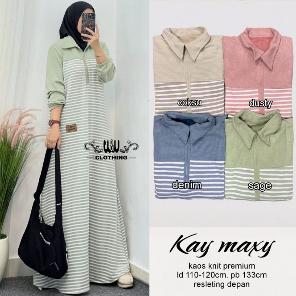 WW -Kay Maxy Wanita Kaos Knit Premium -Resleting Depan