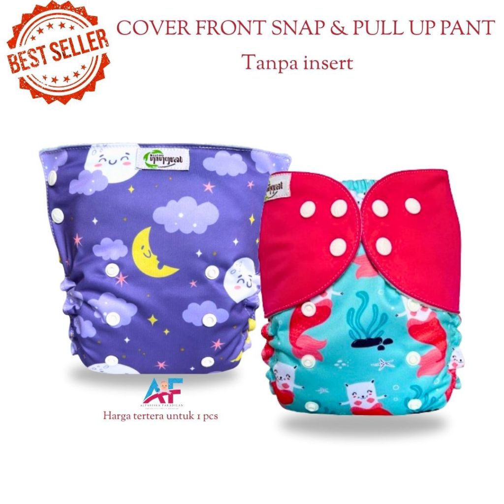 Cover Clodi Ningrat Popok kain bayi cuci ulang Clody Front snap Cloudy pull up pants
