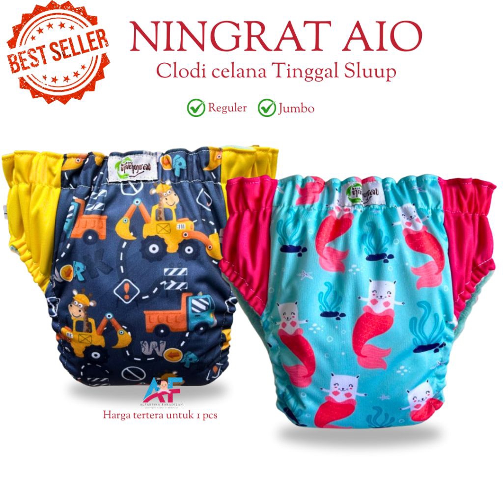 Clodi Ningrat Aio Reguler & Jumbo - Popok kain Bayi Cuci ulang Cloudy Celana Clody SNI Premium