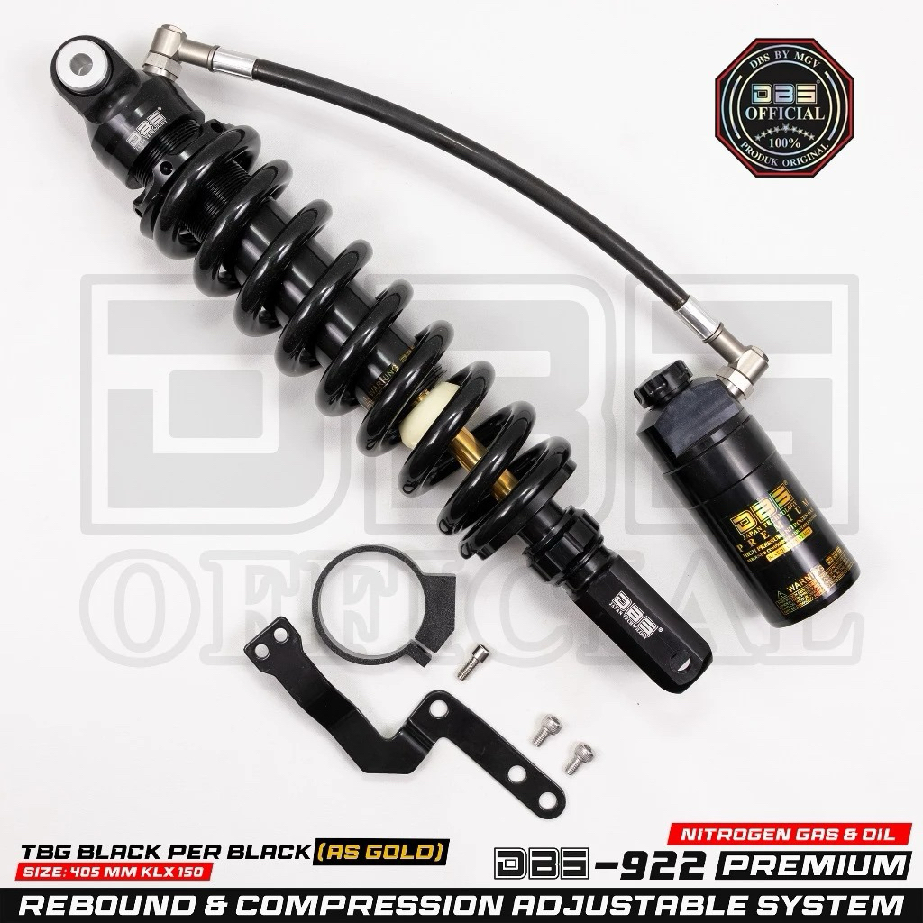 MONO SHOCK SOK BELAKANG KLX150 405MM 922 PREMIUM TABUNG PISAH BLACK AS GOLD DBS