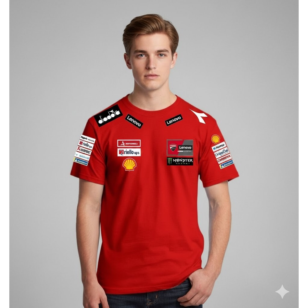 Kaos Racing Ducati Lenovo Team 2024 – Red Official Motorsport T-Shirt  T-Shirt Pria Ducati Corse Len