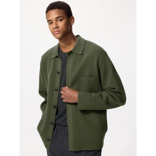 Uniqlo Milano Ribbed Shirt Collar Cardigan